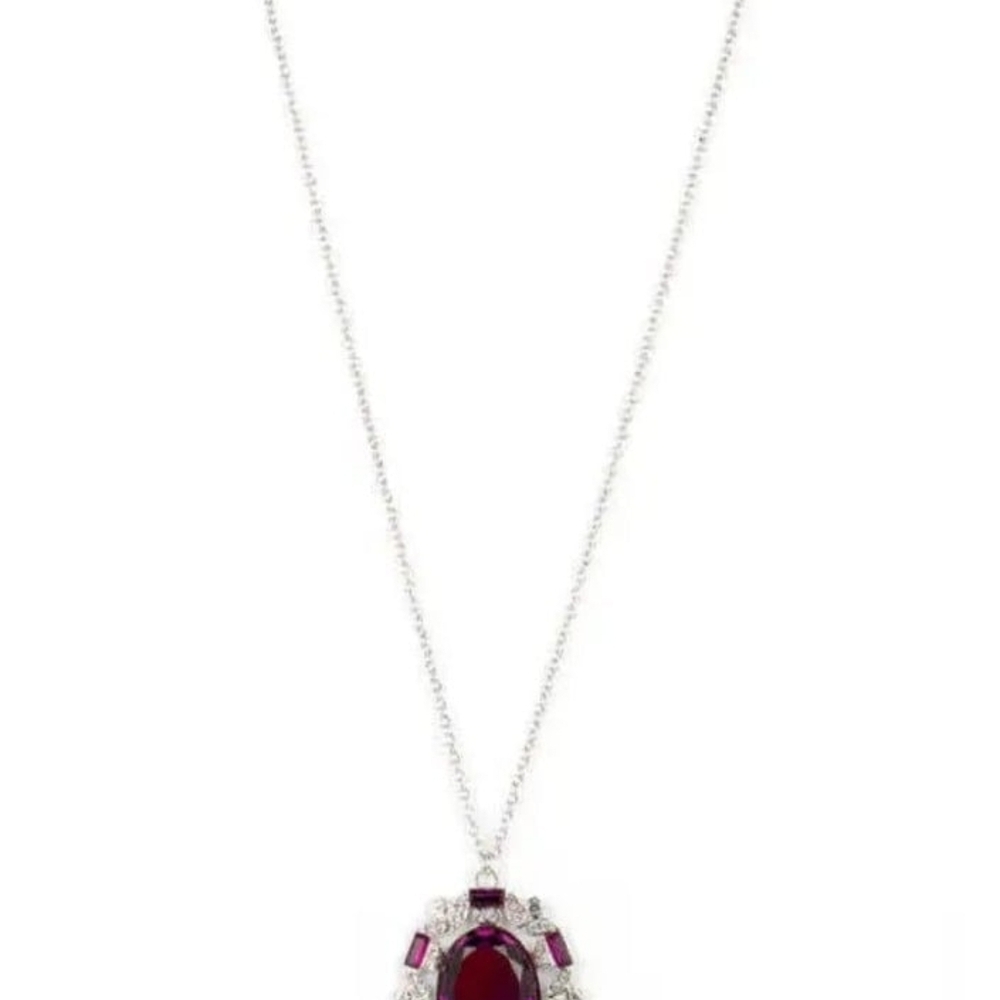 Paparazzi Red and Silver Necklace with Elegant Pendant Noble Reflection Fashion